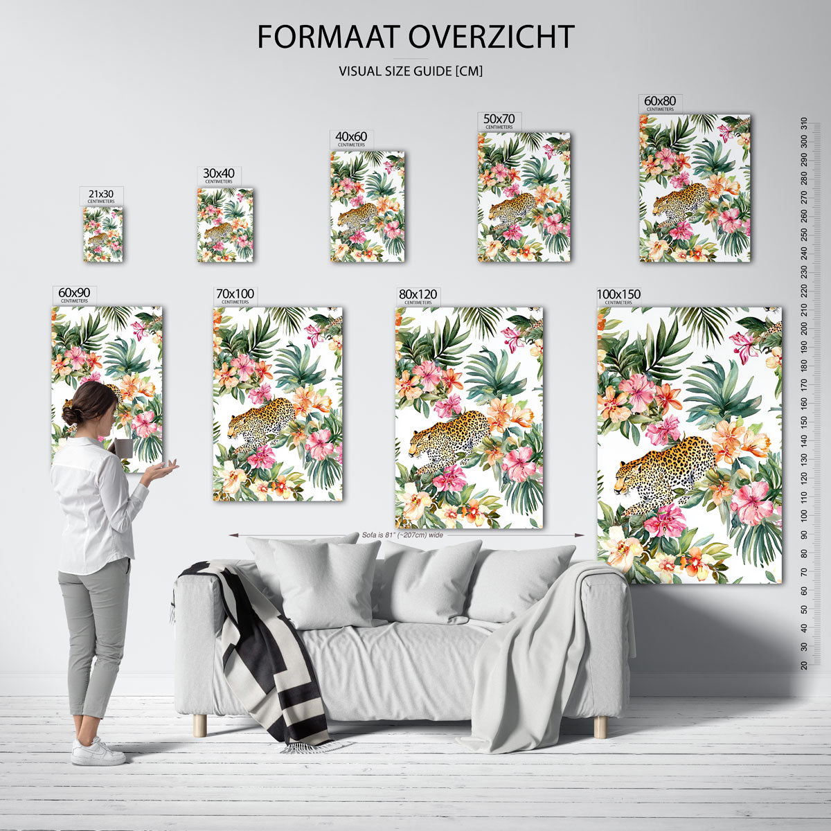 Luipaard en bloemen Poster