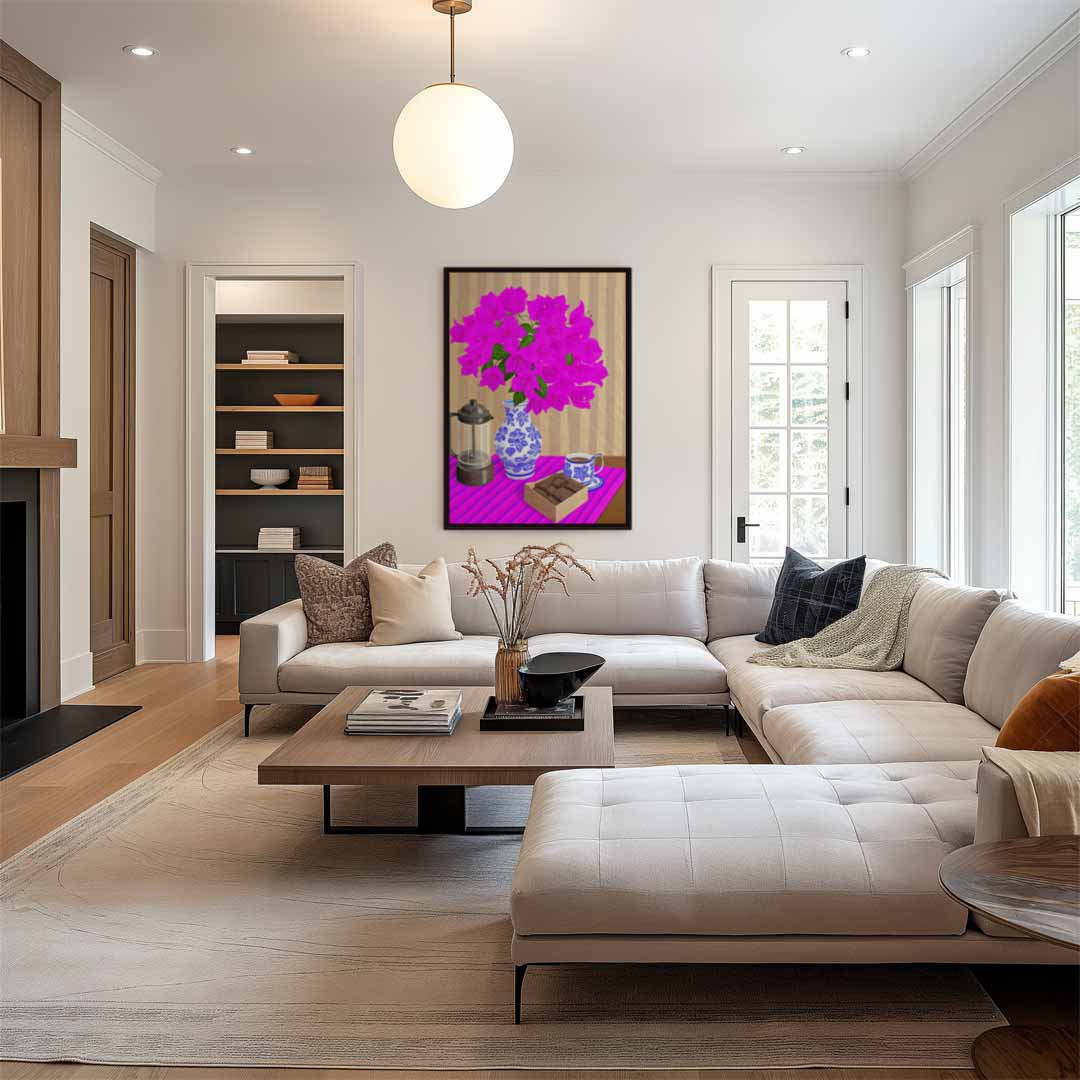 Felroze Bloemenpracht Kunstwerk-canvas-dibond-plexiglas-wanddecoratie-WallArtistic