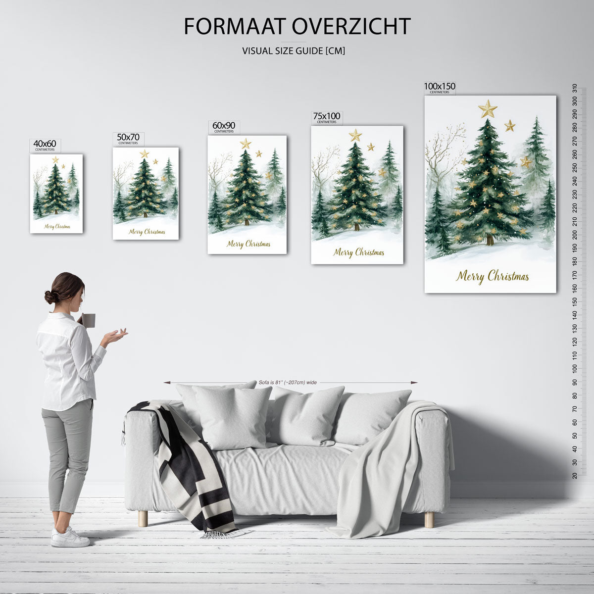 Kerstboom met sterren Kunstwerk