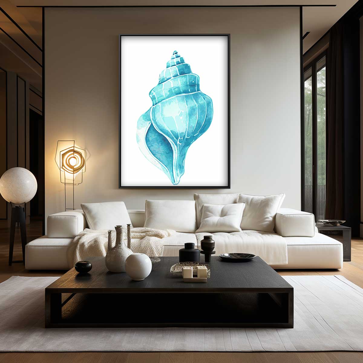 Turquoise Zeeschelp Kunstwerk Kunstwerk-canvas-dibond-plexiglas-wanddecoratie-WallArtistic