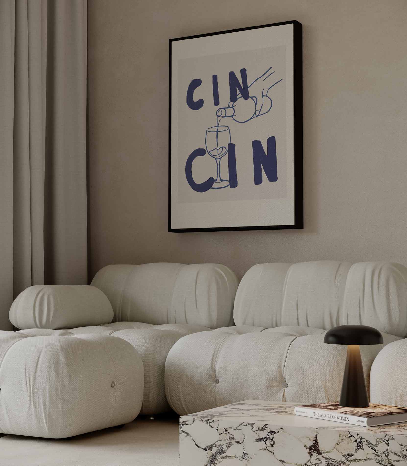 Cin Cin Cheers Illustratie Kunstwerk-canvas-dibond-plexiglas-wanddecoratie-WallArtistic