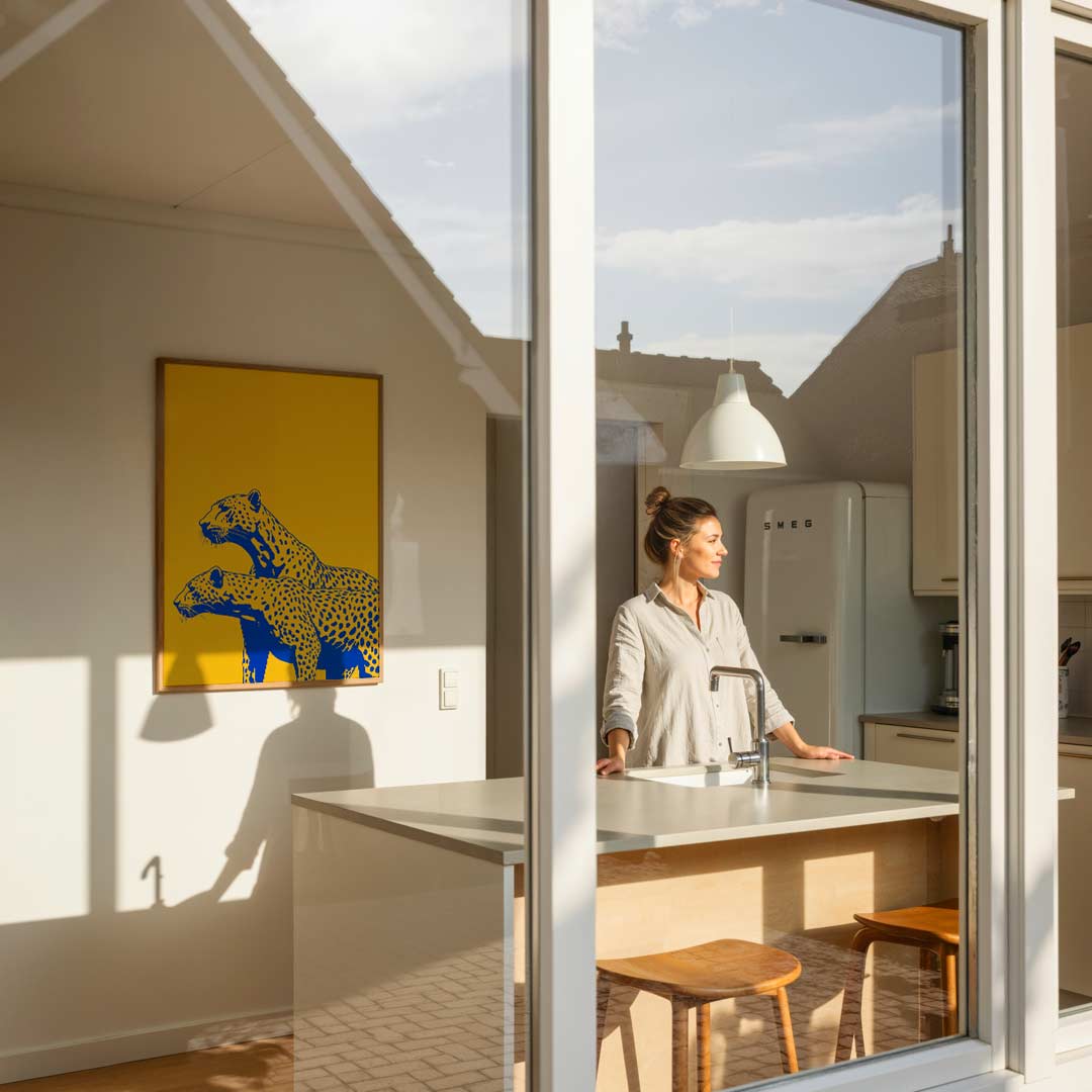 Wilde Katten in Geometrische Stijl Poster-WallArtistic