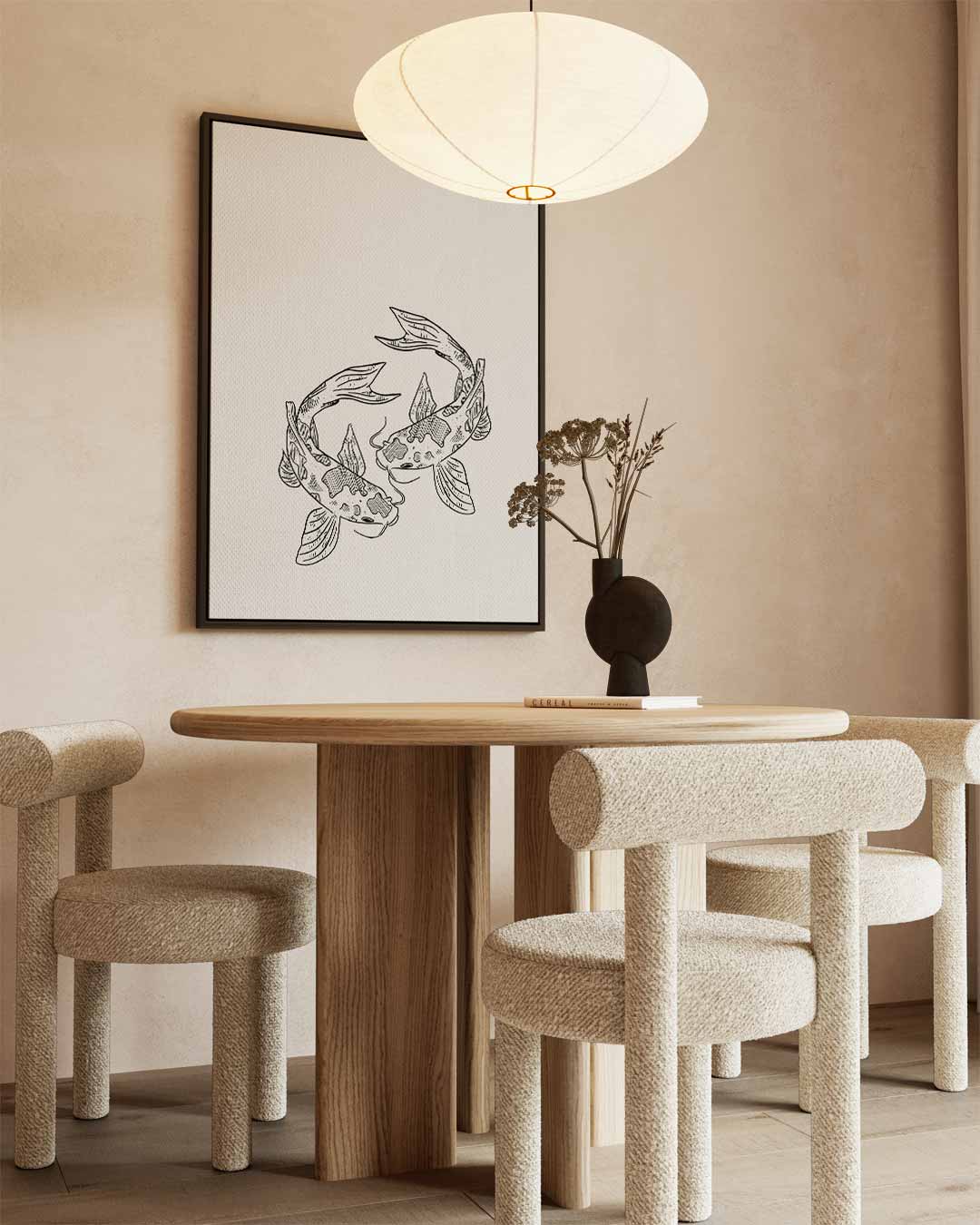 Koi Karper Illustratie Kunstwerk-canvas-dibond-plexiglas-wanddecoratie-WallArtistic