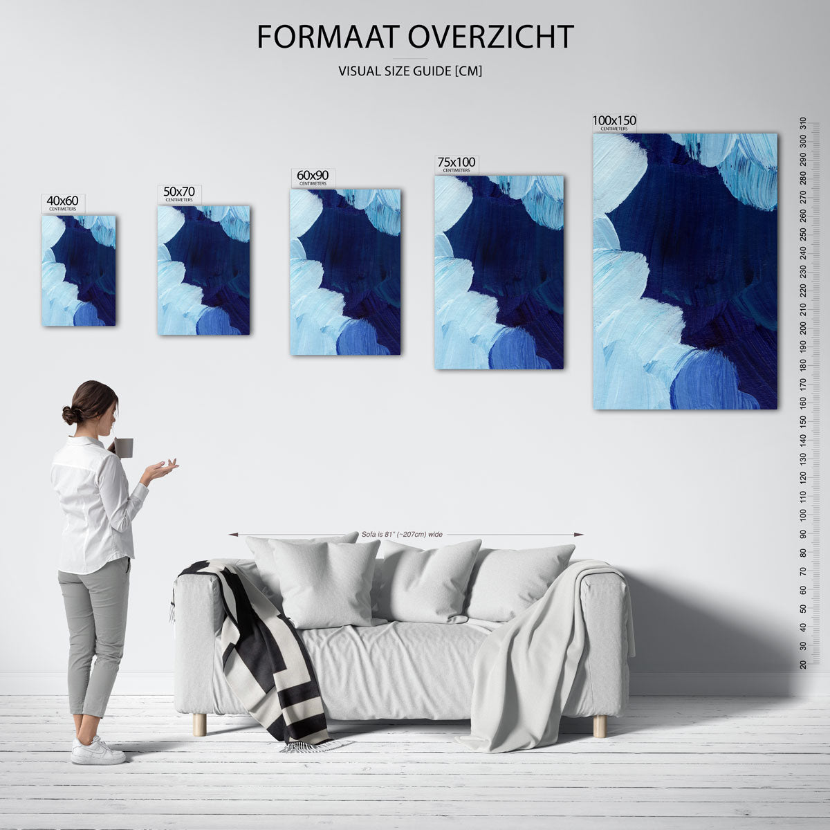 Dynamische blauwtinten Kunstwerk