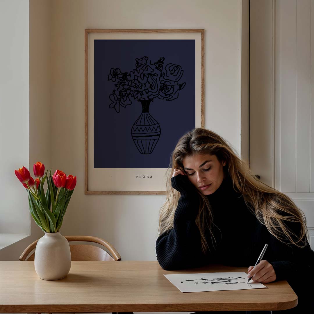 Elegante Flora Vaas Poster-WallArtistic