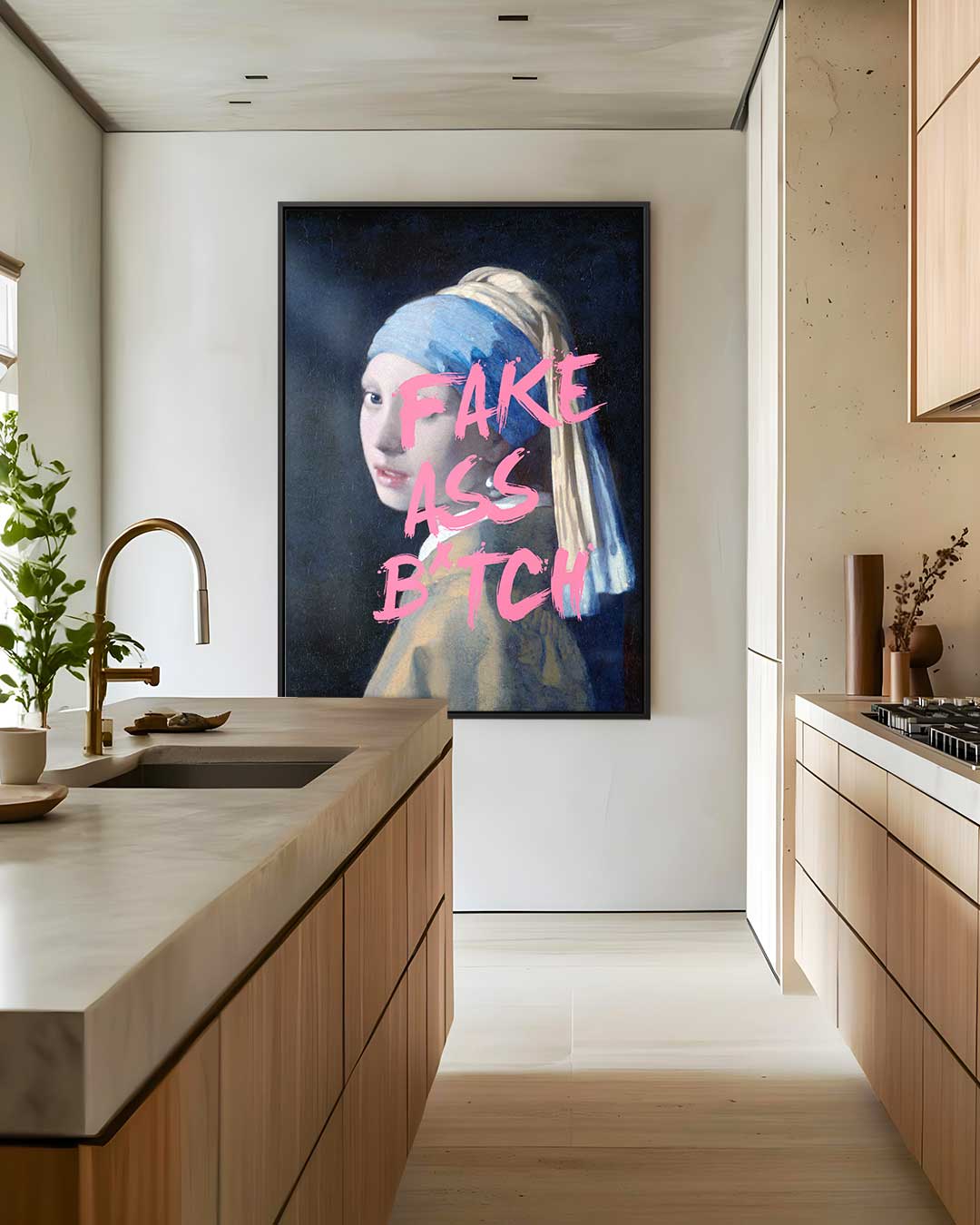 Moderne Meisje met de Parel Kunstwerk-canvas-dibond-plexiglas-wanddecoratie-WallArtistic
