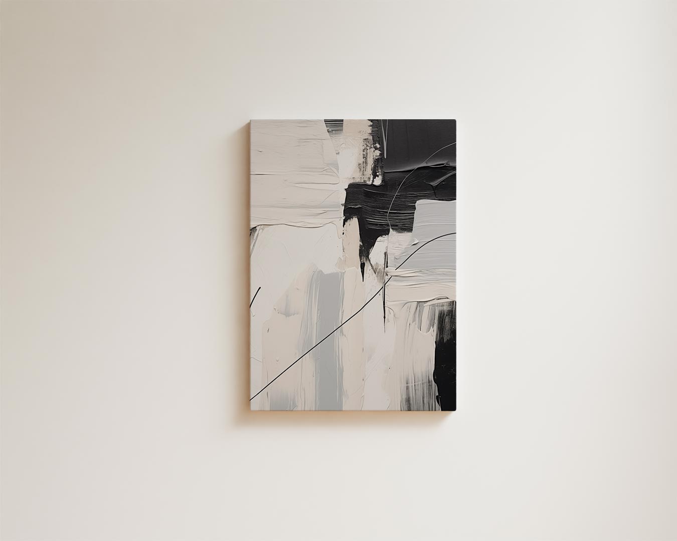 Abstracte Harmonie in Zwart en Wit Kunstwerk-canvas-dibond-plexiglas-wanddecoratie-WallArtistic