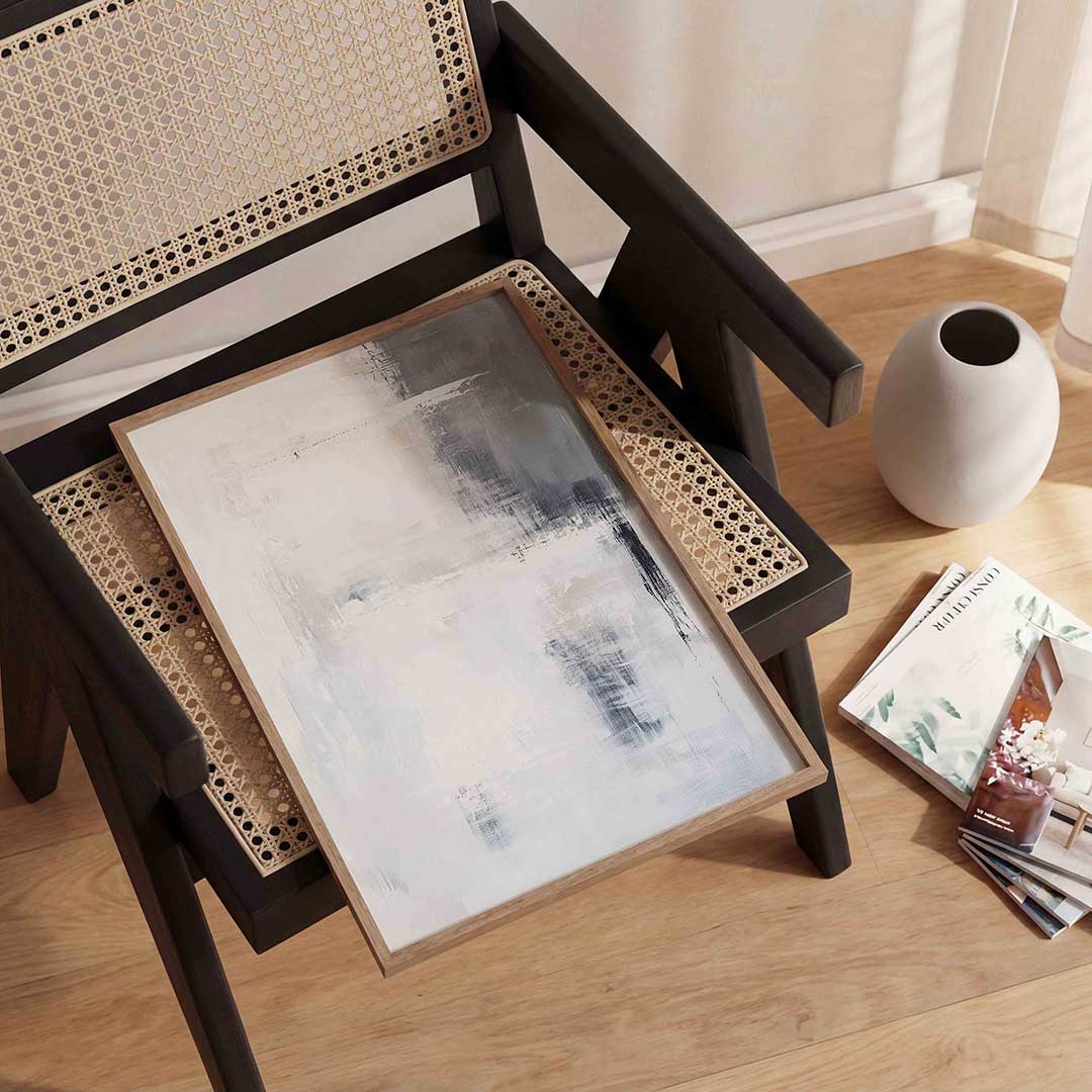 Abstracte grijze en witte Poster