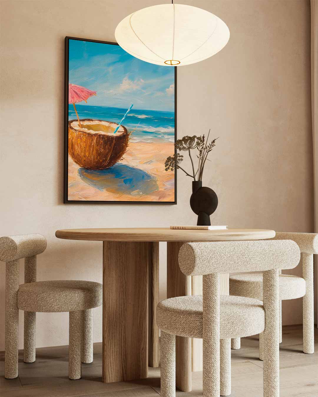 Kokosnoot op het Strand Kunstwerk-canvas-dibond-plexiglas-wanddecoratie-WallArtistic
