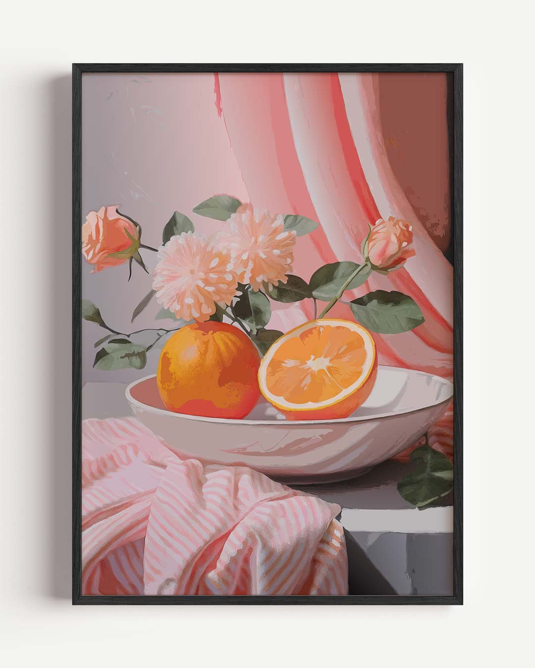Bloemen en Citrus in Pastel Poster-WallArtistic
