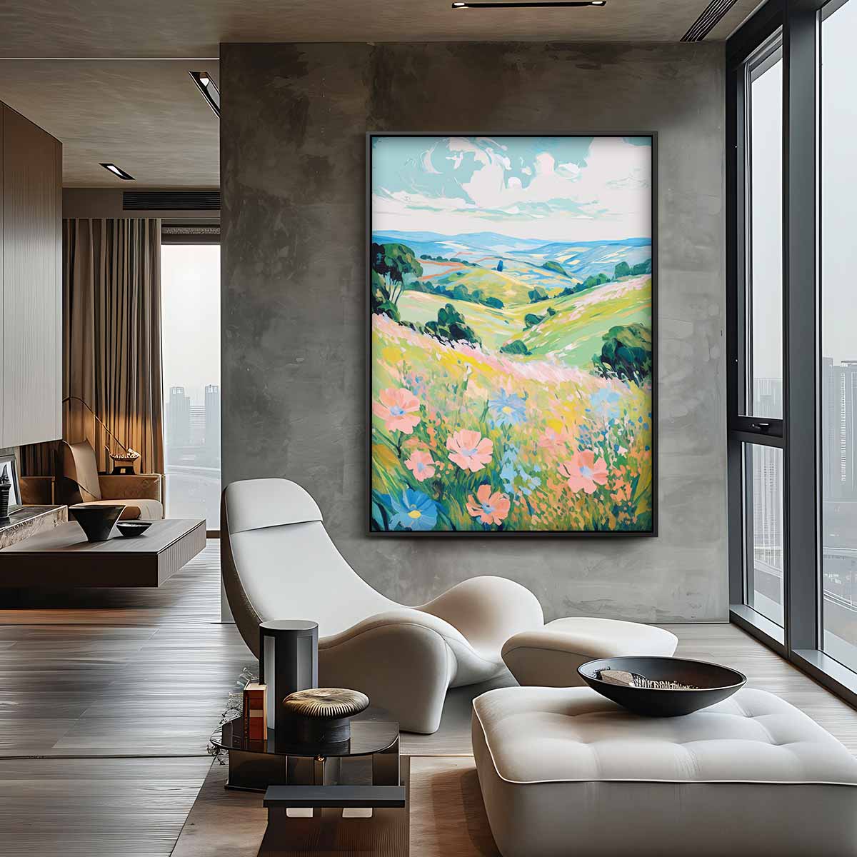 Zomerse Bloemenweide Kunstwerk-canvas-dibond-plexiglas-wanddecoratie-WallArtistic