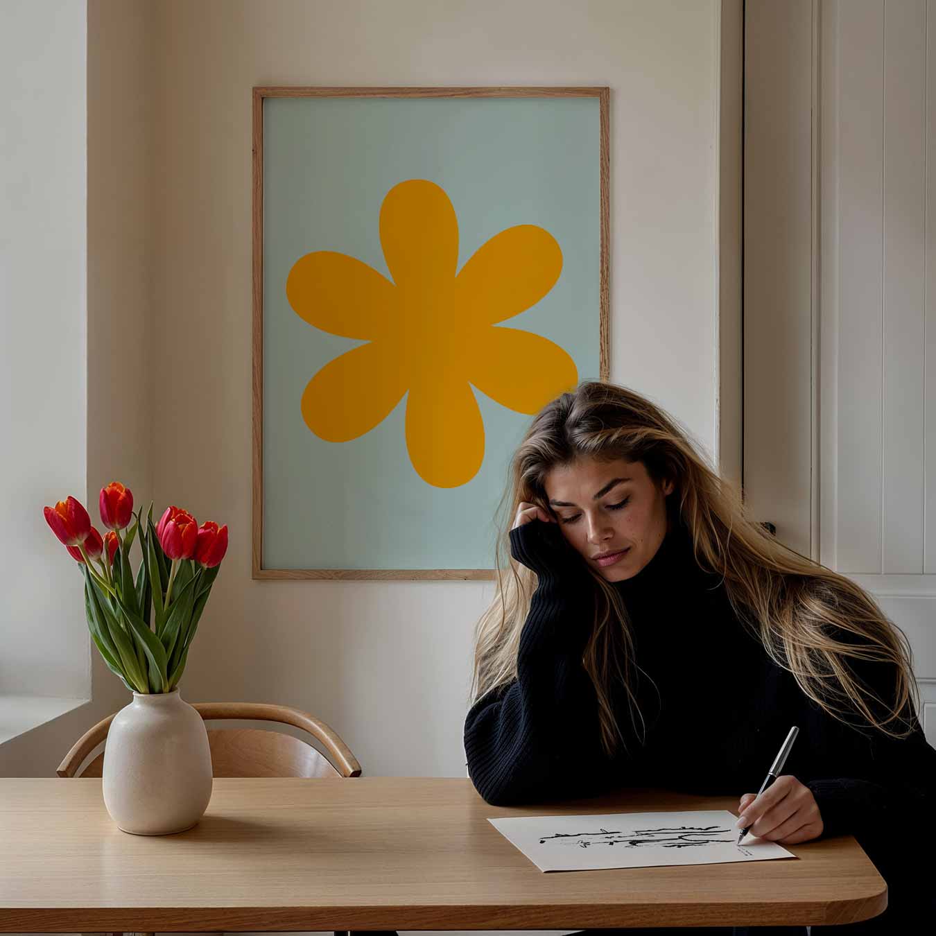 Retro Bloemenposter
