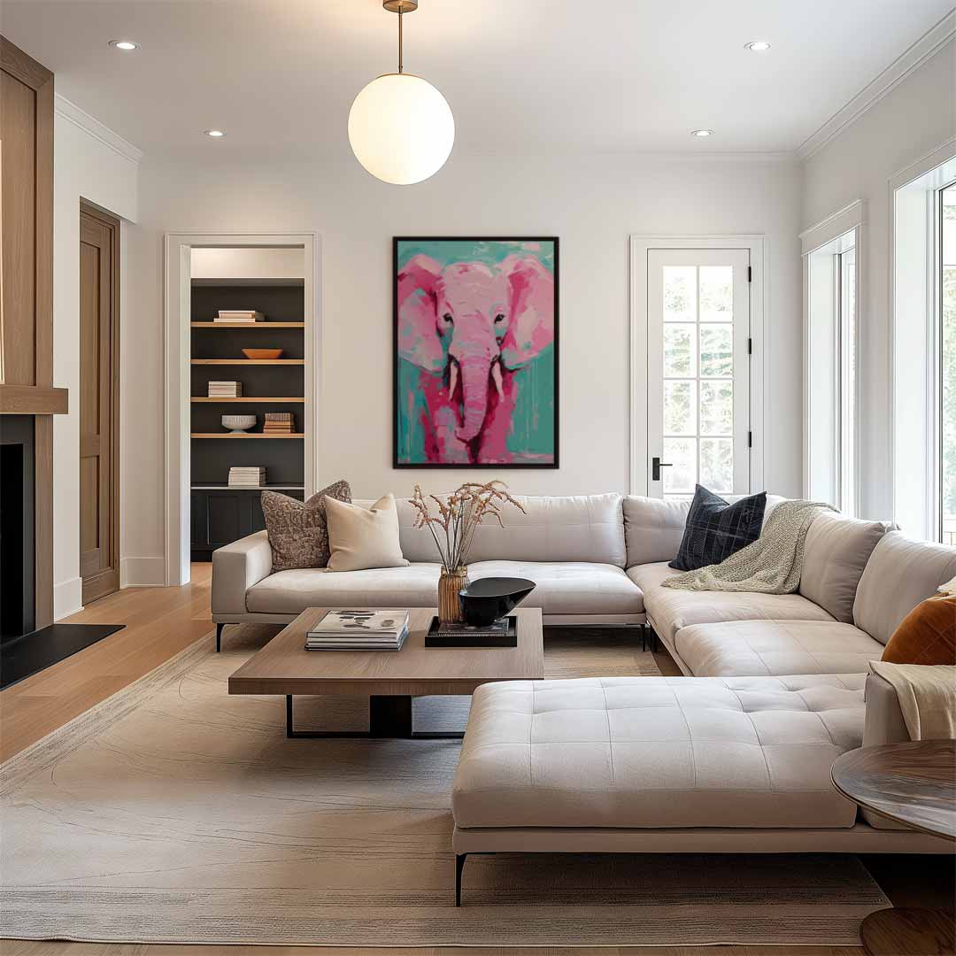 Kleurrijke Olifantenkunst Kunstwerk-canvas-dibond-plexiglas-wanddecoratie-WallArtistic