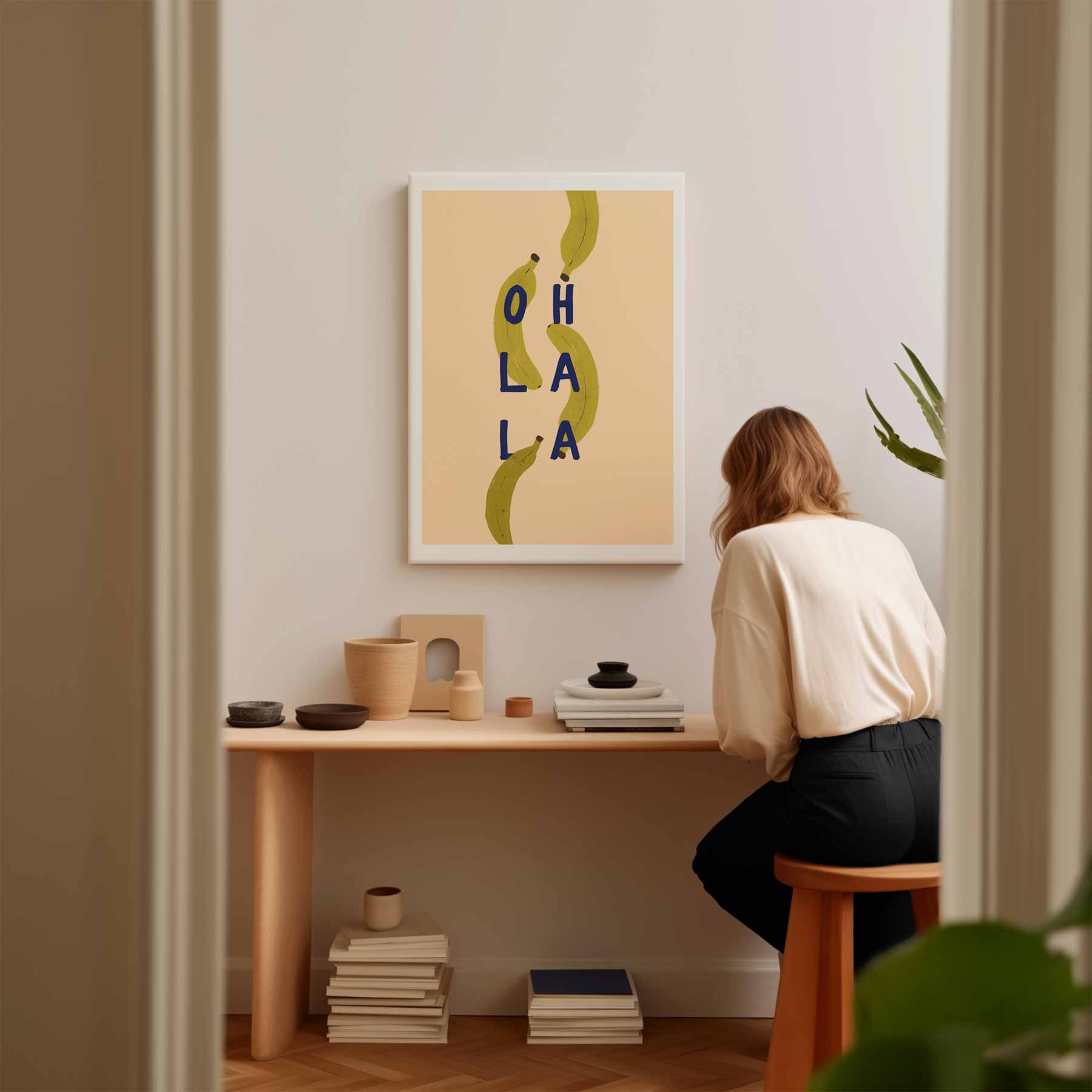 Ohlala Bananenprint Kunstwerk-canvas-dibond-plexiglas-wanddecoratie-WallArtistic