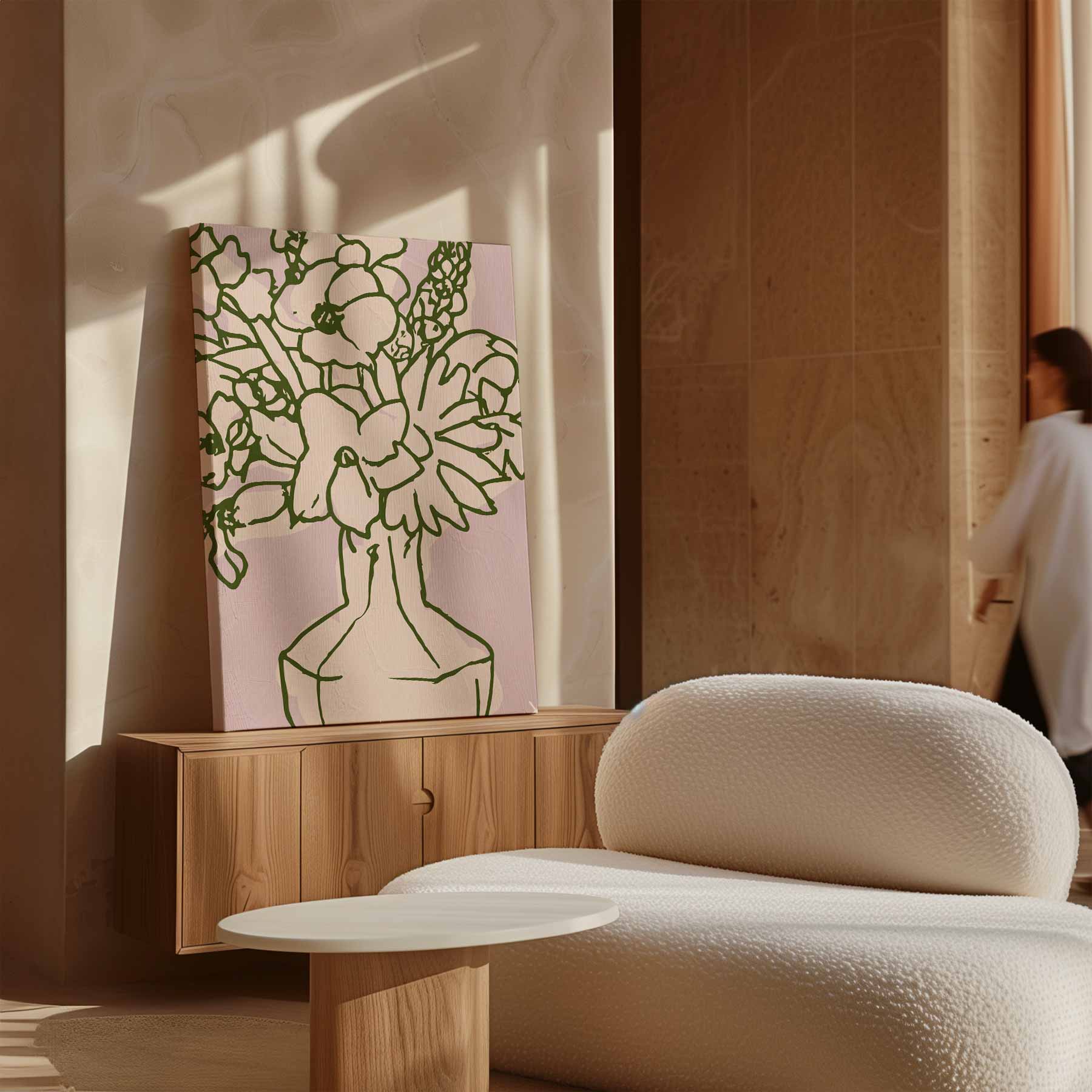 Bloemenpracht in Lijnkunst Kunstwerk-canvas-dibond-plexiglas-wanddecoratie-WallArtistic