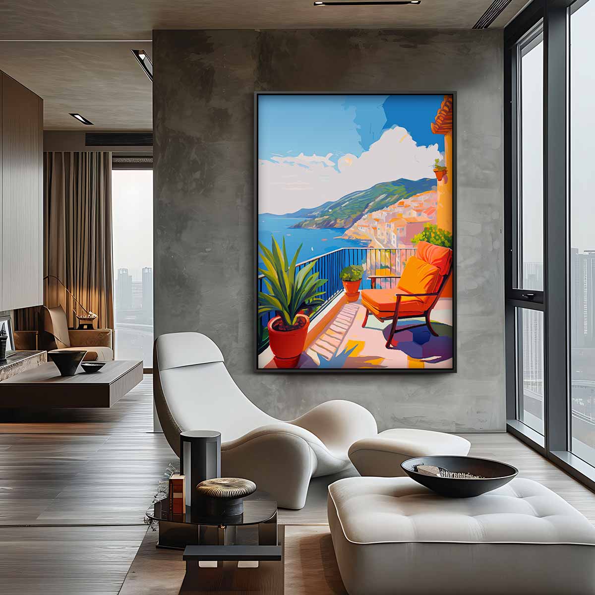 Zonnige Terrasdromen Kunstwerk-canvas-dibond-plexiglas-wanddecoratie-WallArtistic