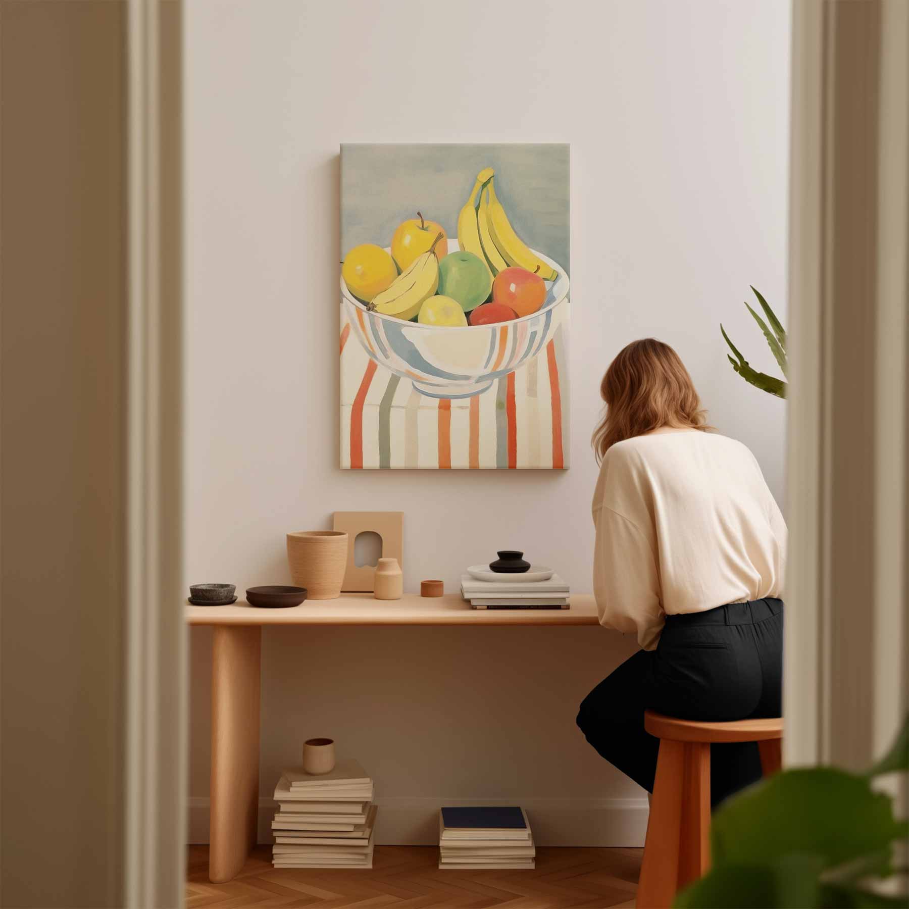 Kleurrijke Fruitmand in Impressionistische Stijl Kunstwerk-canvas-dibond-plexiglas-wanddecoratie-WallArtistic