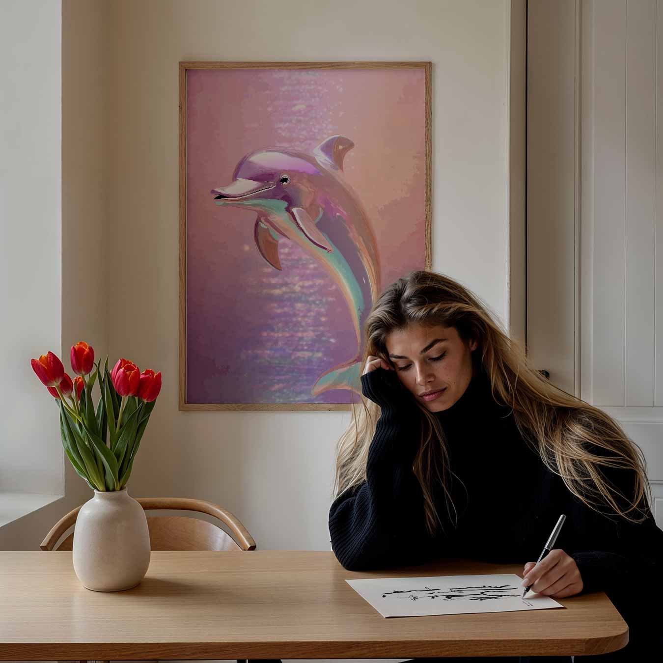Betoverende Dolfijn Fantasie Poster-WallArtistic