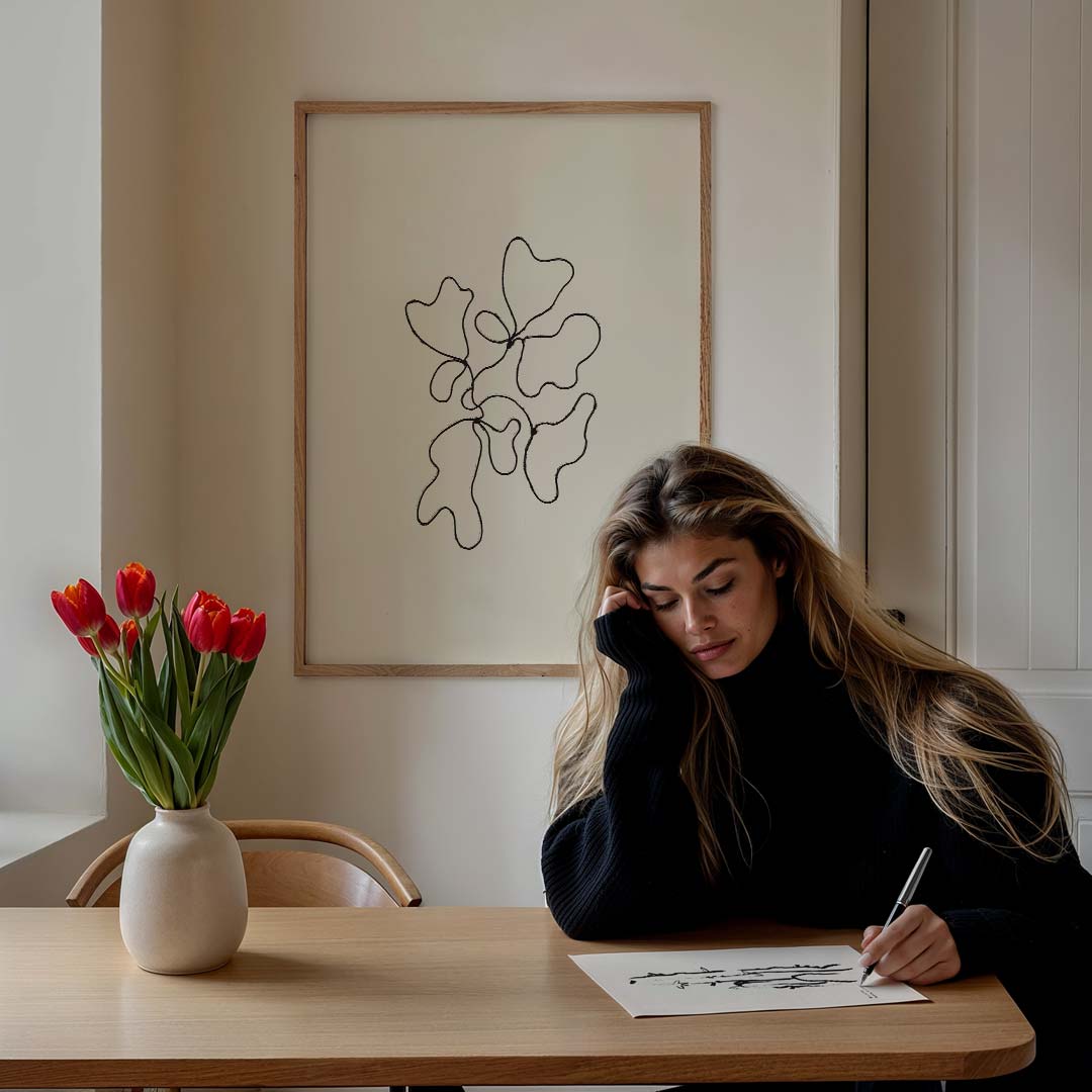 Abstracte Organische Lijnkunst Poster-WallArtistic