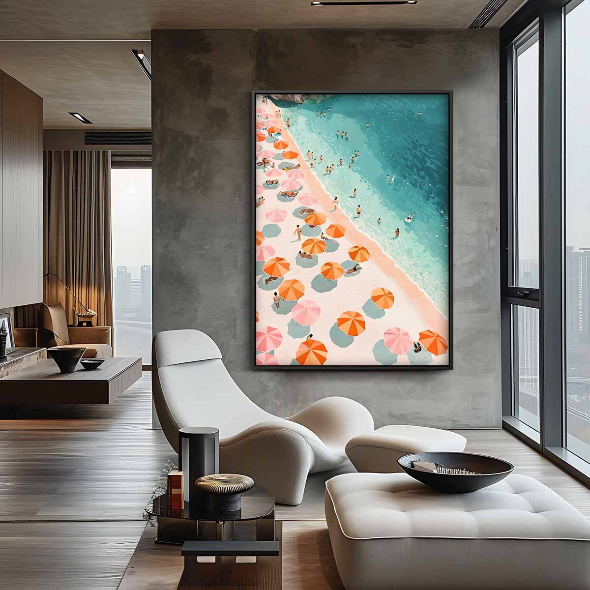Strandleven in de Zomer Kunstwerk-canvas-dibond-plexiglas-wanddecoratie-WallArtistic