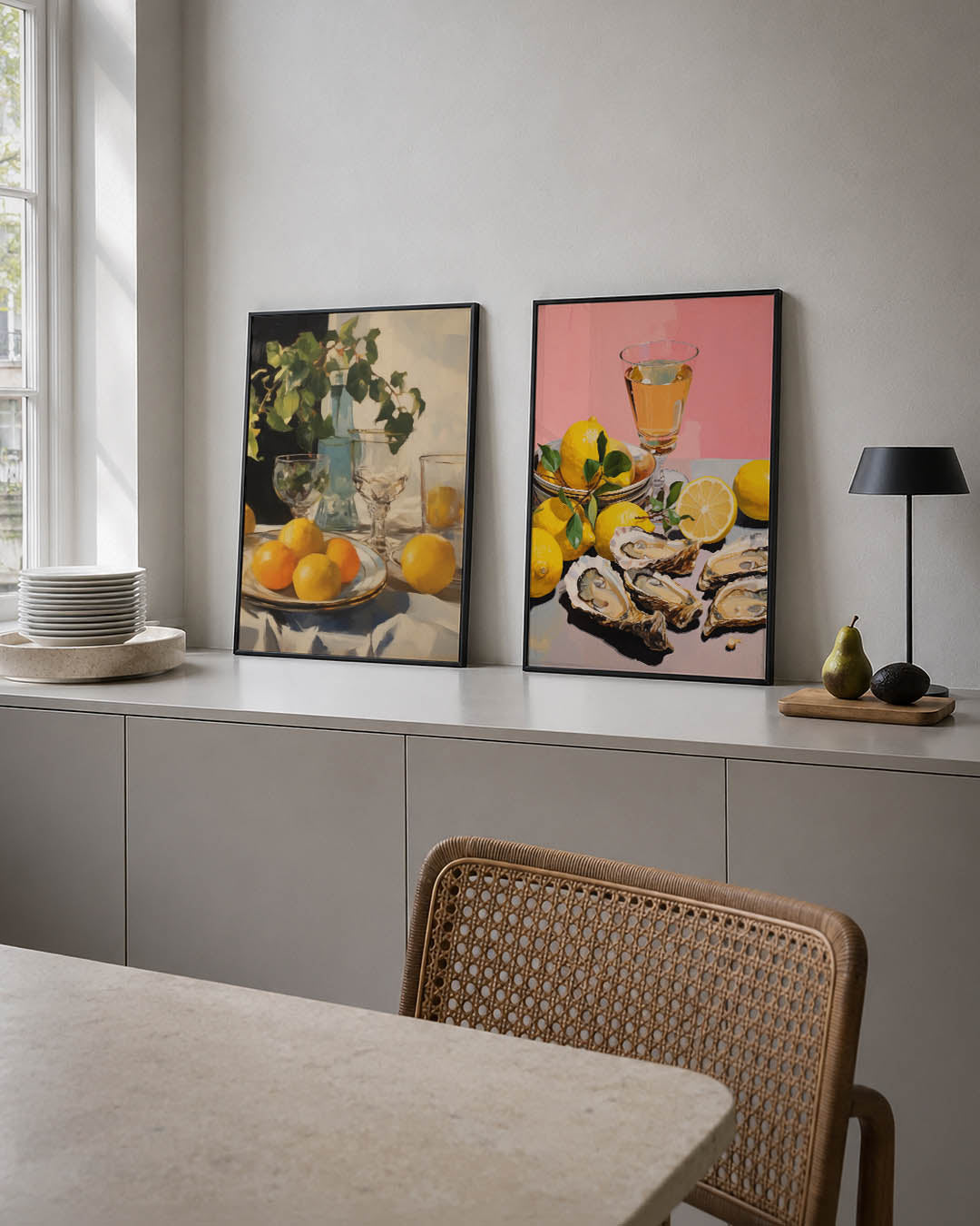Vruchten en glaswerk Posterset