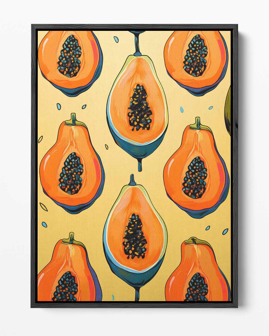 Tropisch Papaya Patroon Kunstwerk-canvas-dibond-plexiglas-wanddecoratie-WallArtistic
