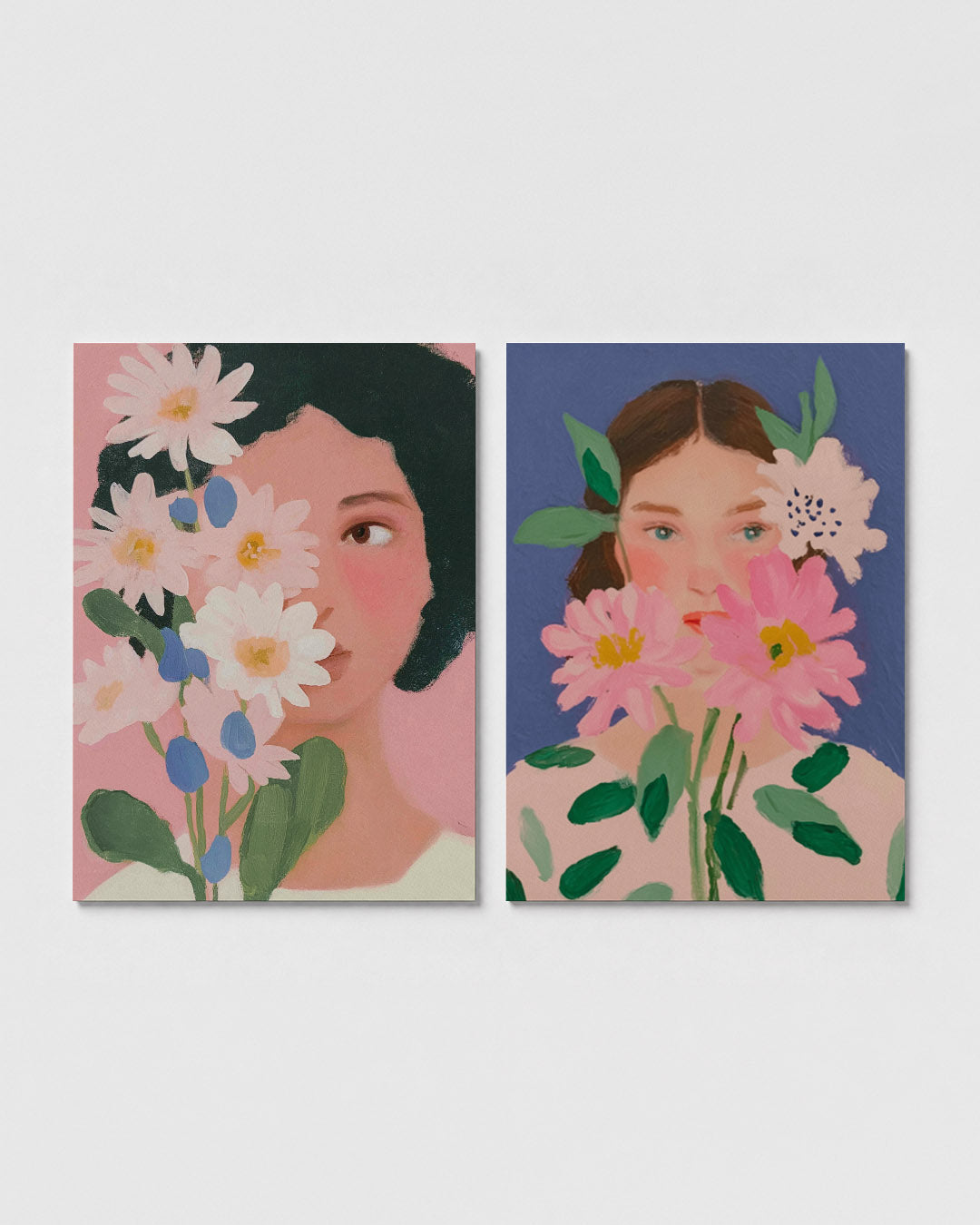 Bloemen en gezicht Posterset