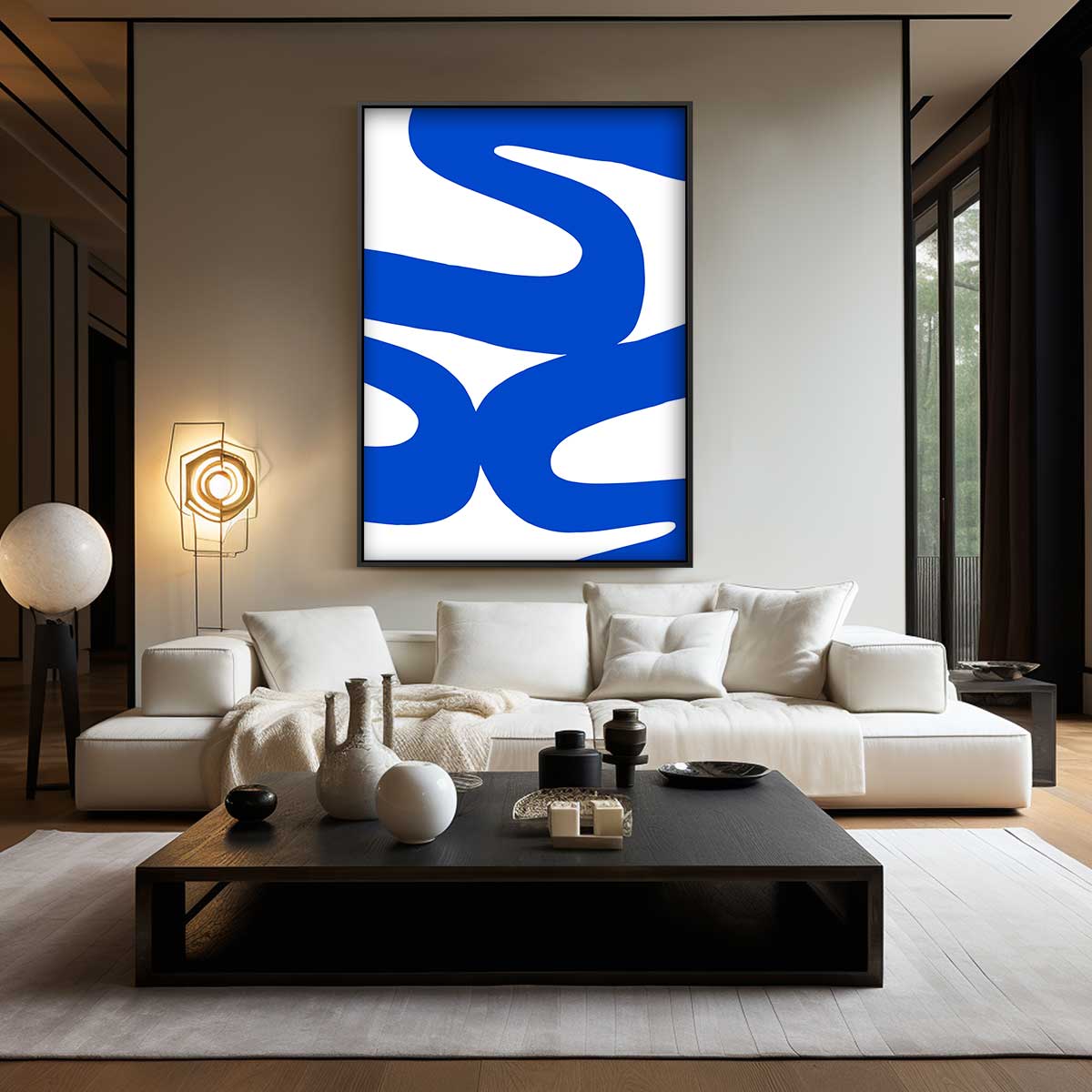 Dans van de Blauwe Lijnen Kunstwerk-canvas-dibond-plexiglas-wanddecoratie-WallArtistic