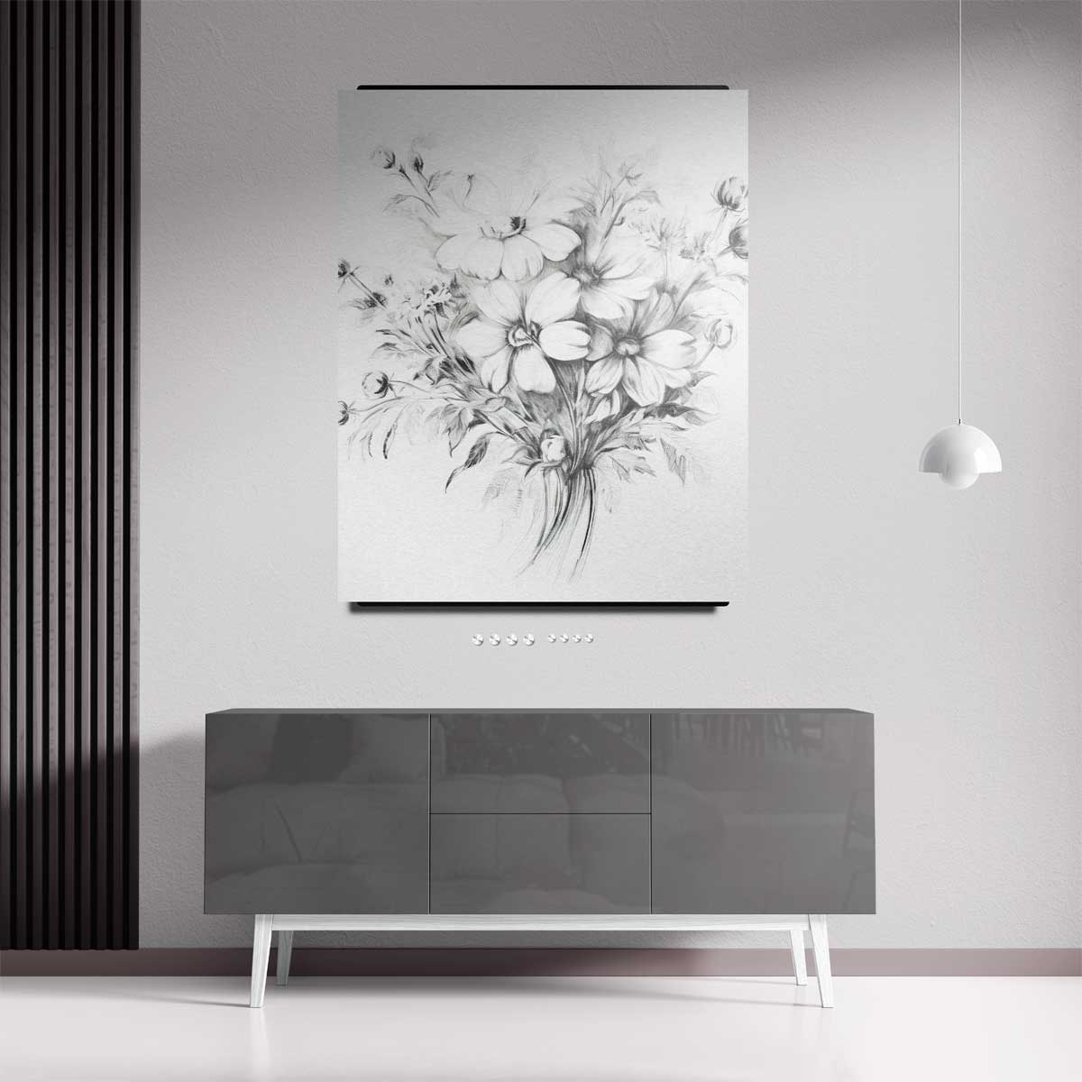Bloemenballet - Potloodschets Kunstwerk-canvas-dibond-plexiglas-wanddecoratie-WallArtistic