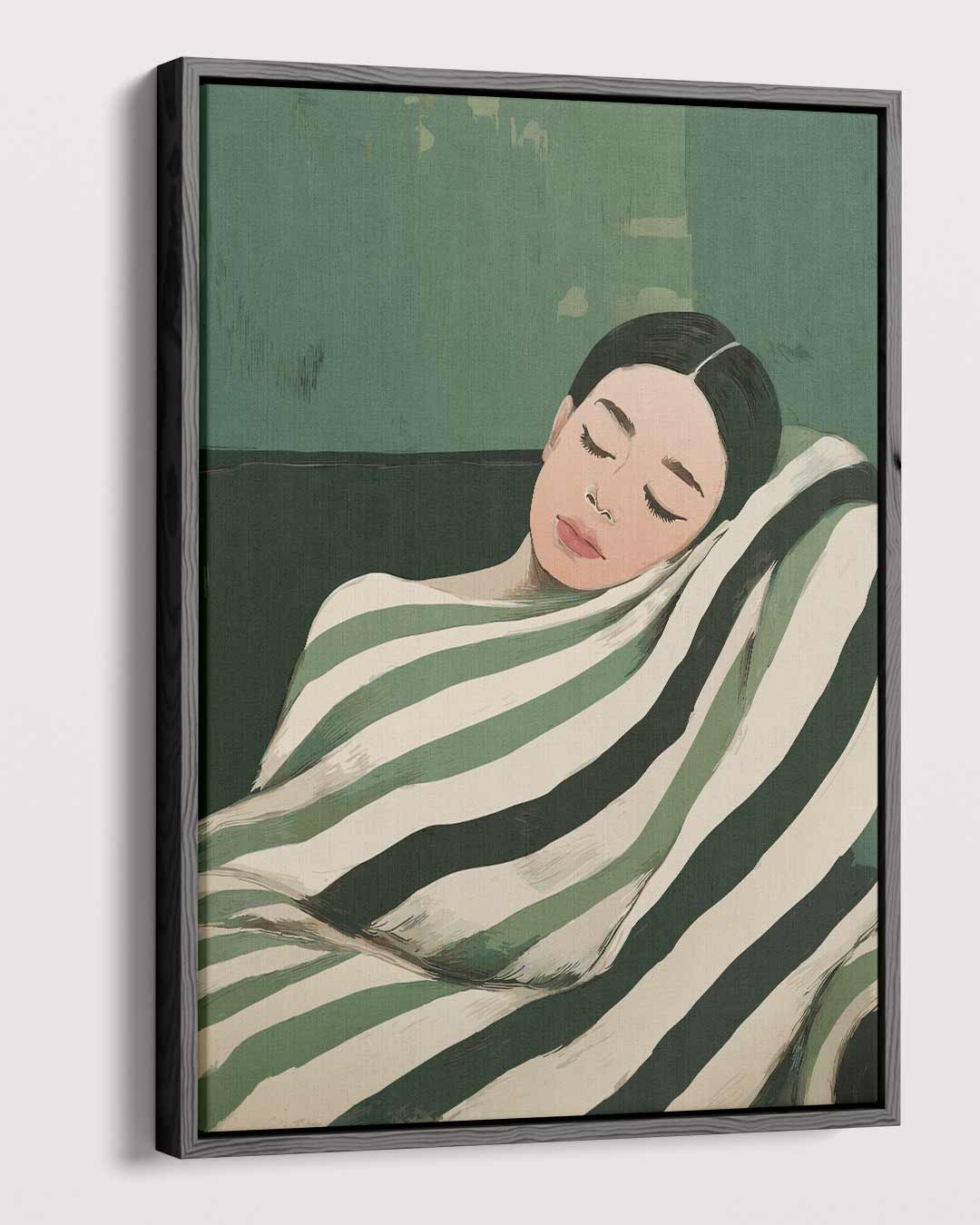 Slapende Schoonheid in Groen Kunstwerk-canvas-dibond-plexiglas-wanddecoratie-WallArtistic