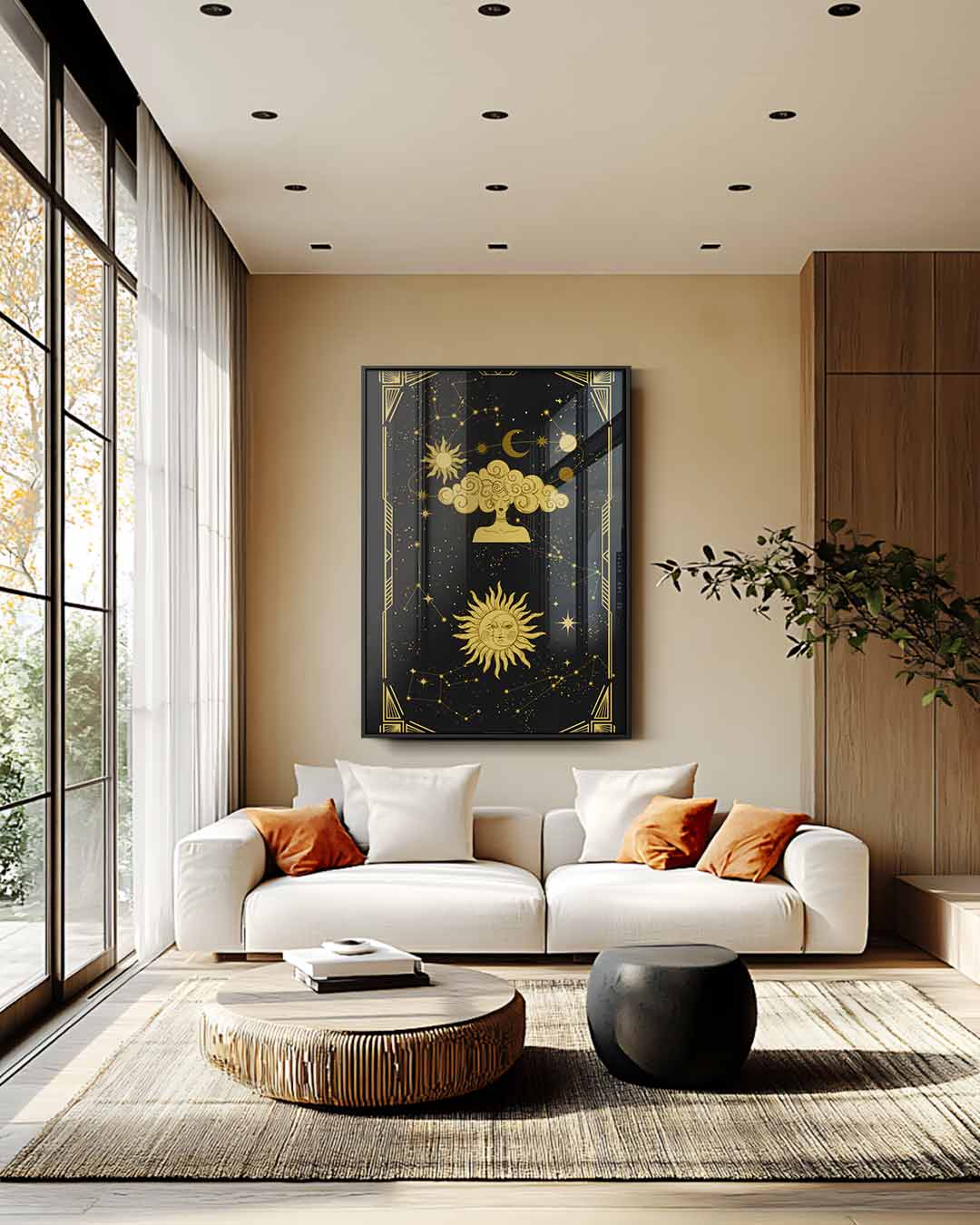 Gouden Sterrenhemel Kunstwerk Kunstwerk-canvas-dibond-plexiglas-wanddecoratie-WallArtistic
