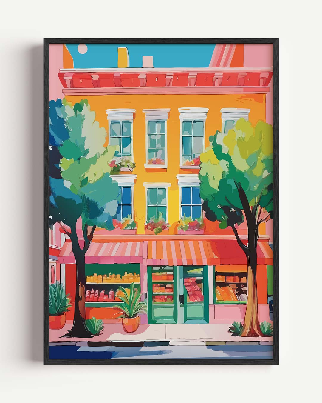 Zonnige Straatwinkel Poster-WallArtistic