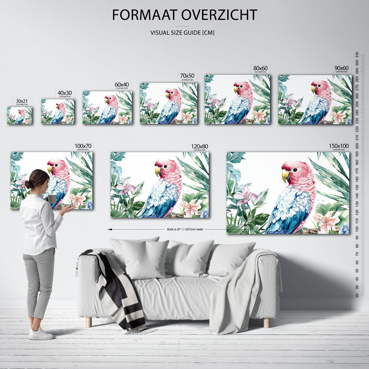 Papegaai en bloemen Poster
