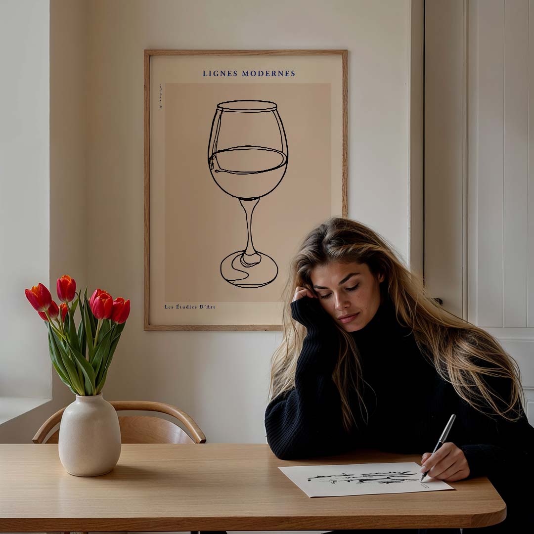 Modern Lijnen Wijnposter-WallArtistic