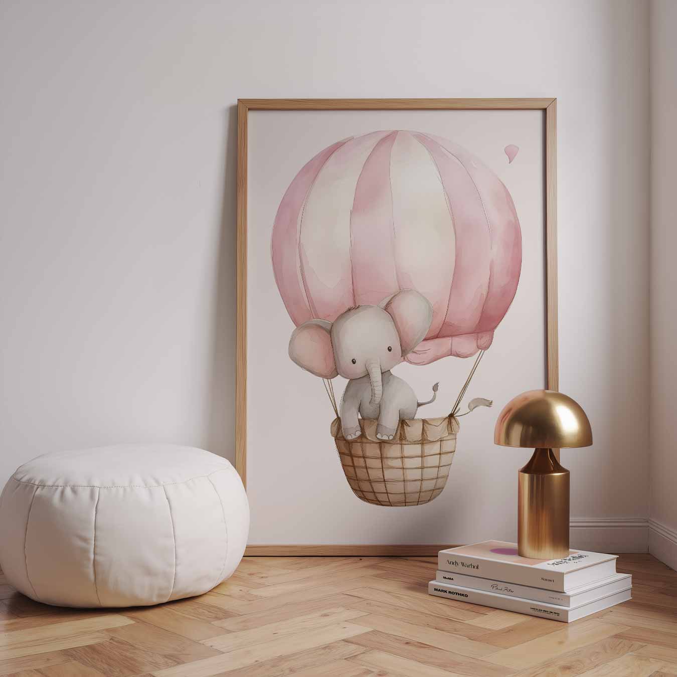 Schattige Olifant in Luchtballon Poster-WallArtistic