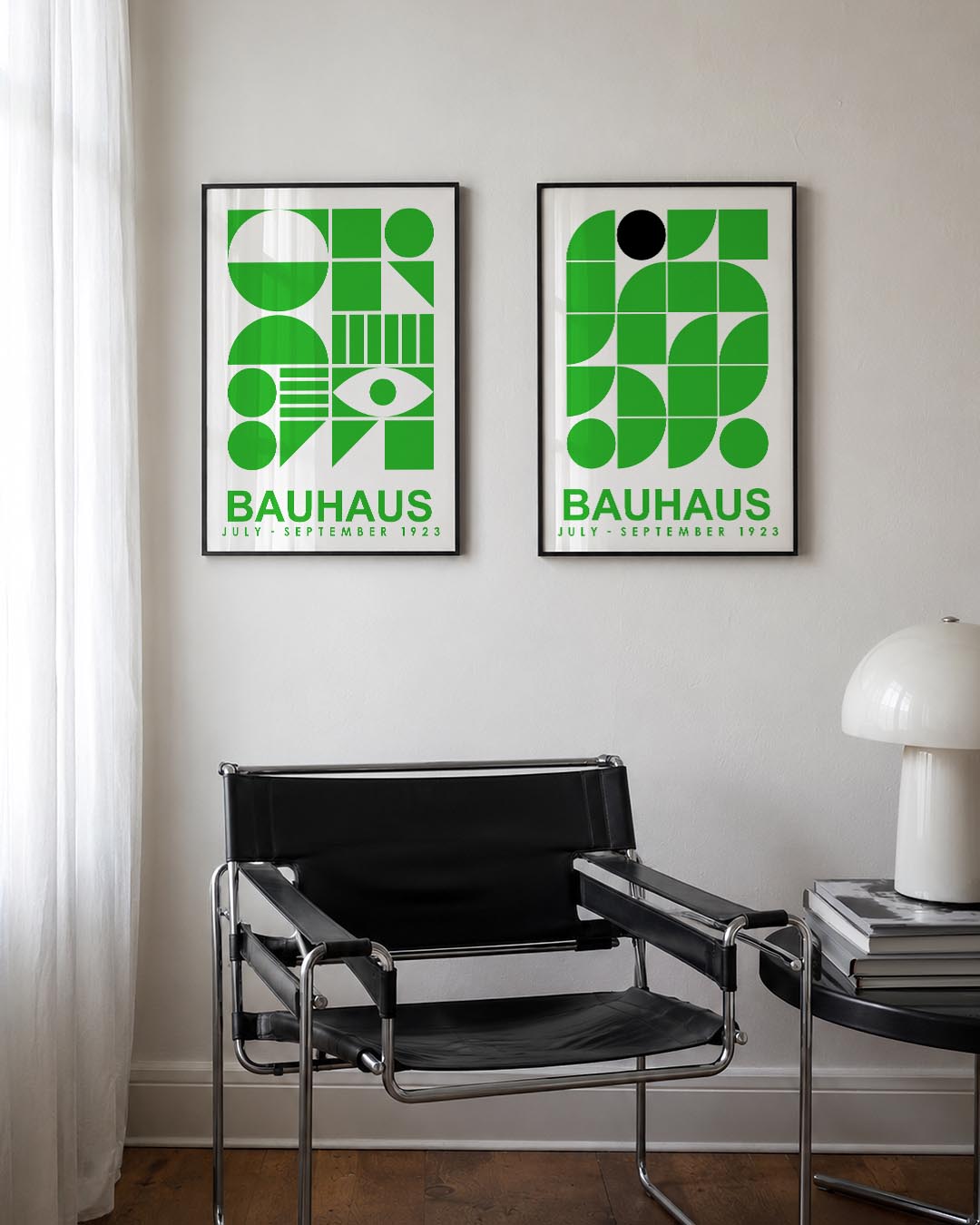 Groene vormencompositie Posterset