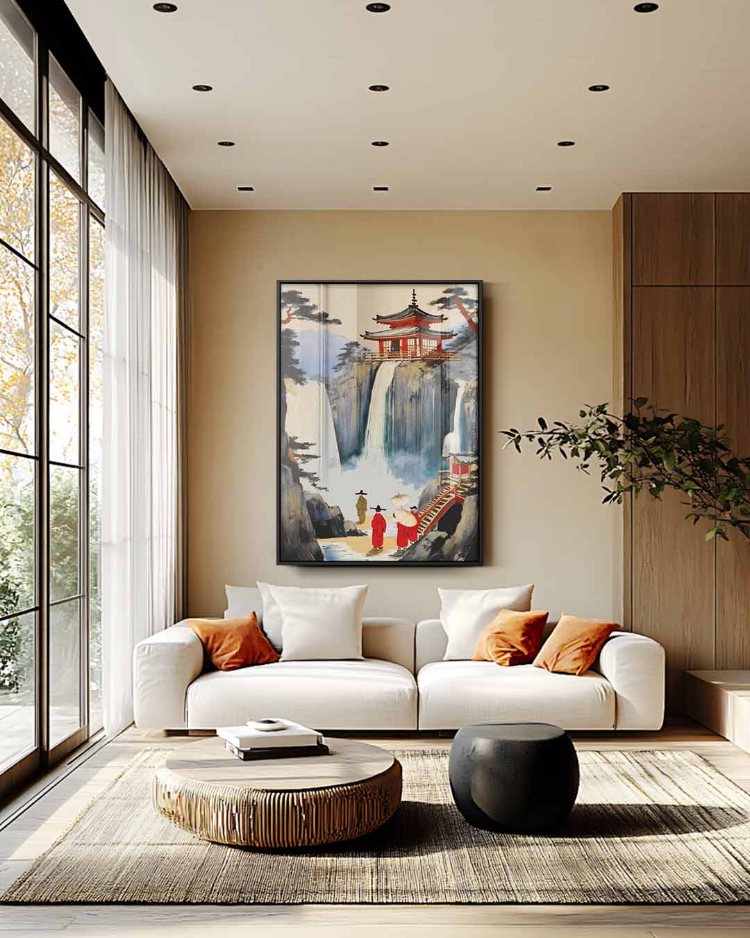 Mystieke Watervallen in Japan Kunstwerk-canvas-dibond-plexiglas-wanddecoratie-WallArtistic