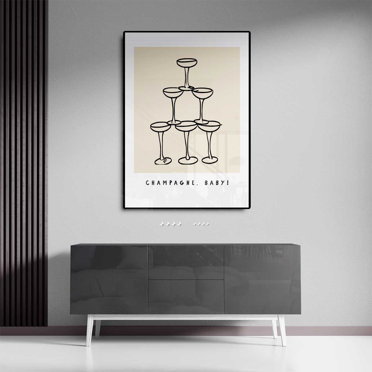 Champagne Toren Illustratie Kunstwerk-canvas-dibond-plexiglas-wanddecoratie-WallArtistic