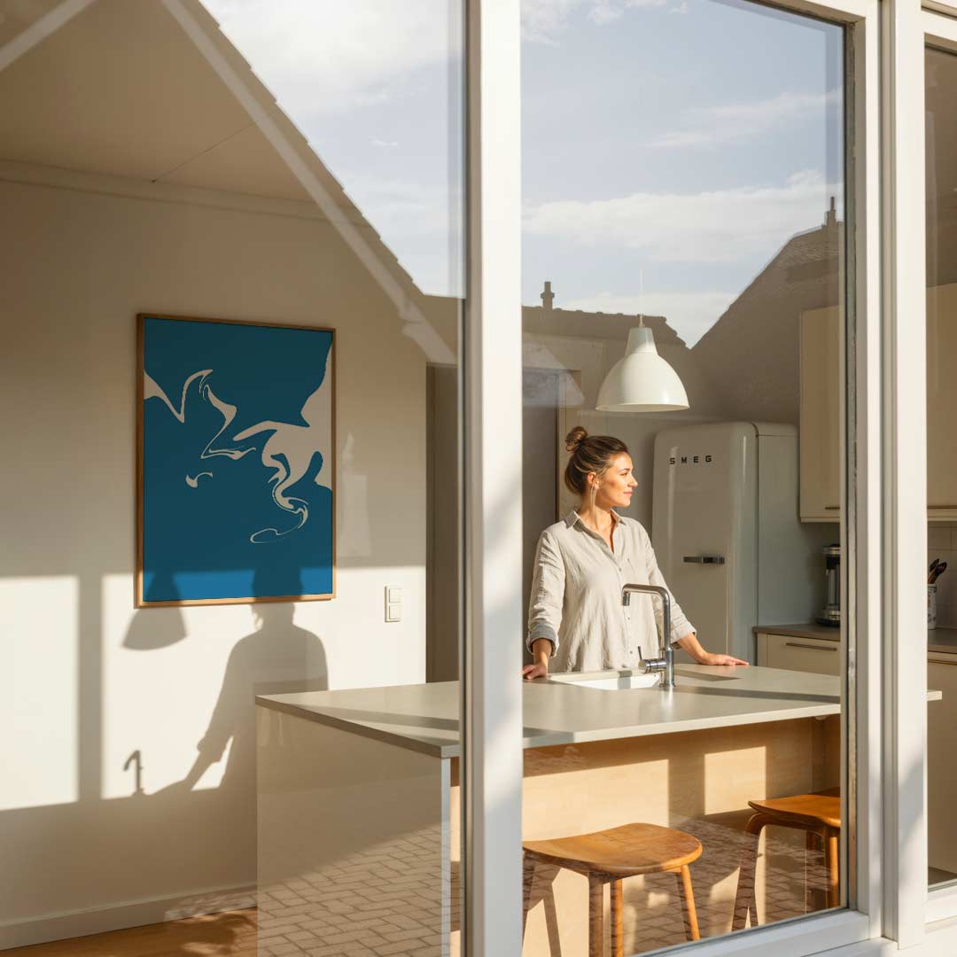 Mystieke Blauw-Zwarte Abstracte Poster-WallArtistic