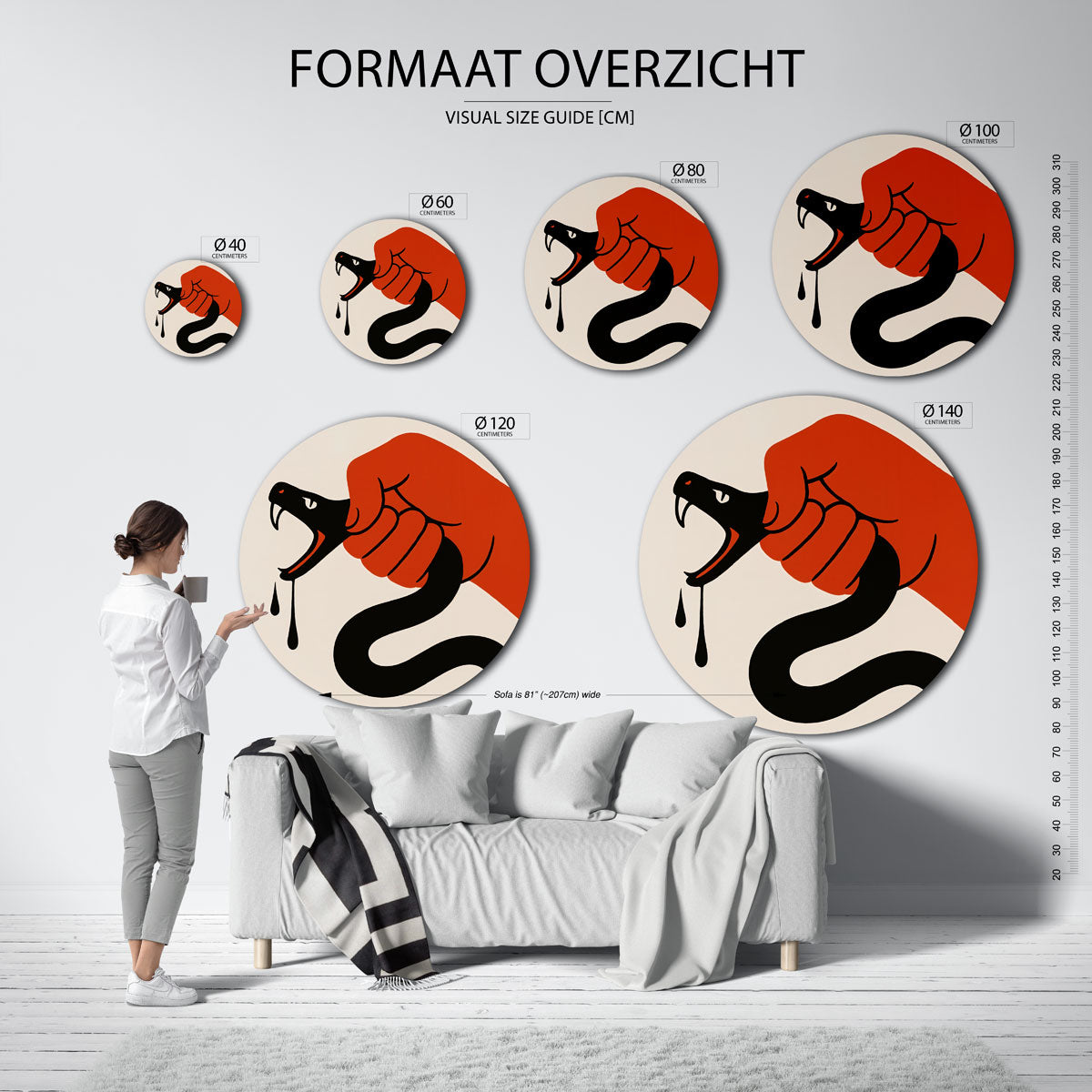 Hand met slang Muurcirkel