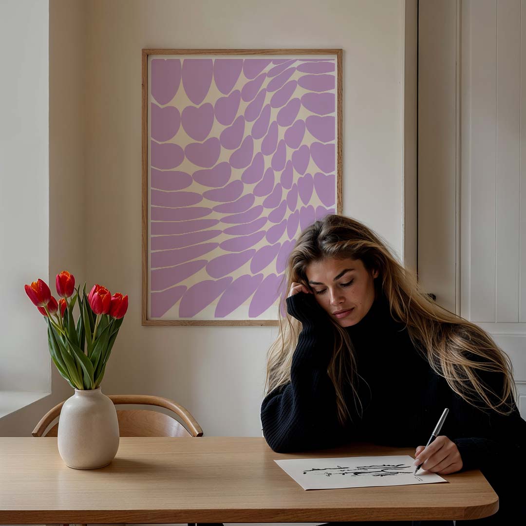 Paarse Hartjes Wandkunst Poster-WallArtistic