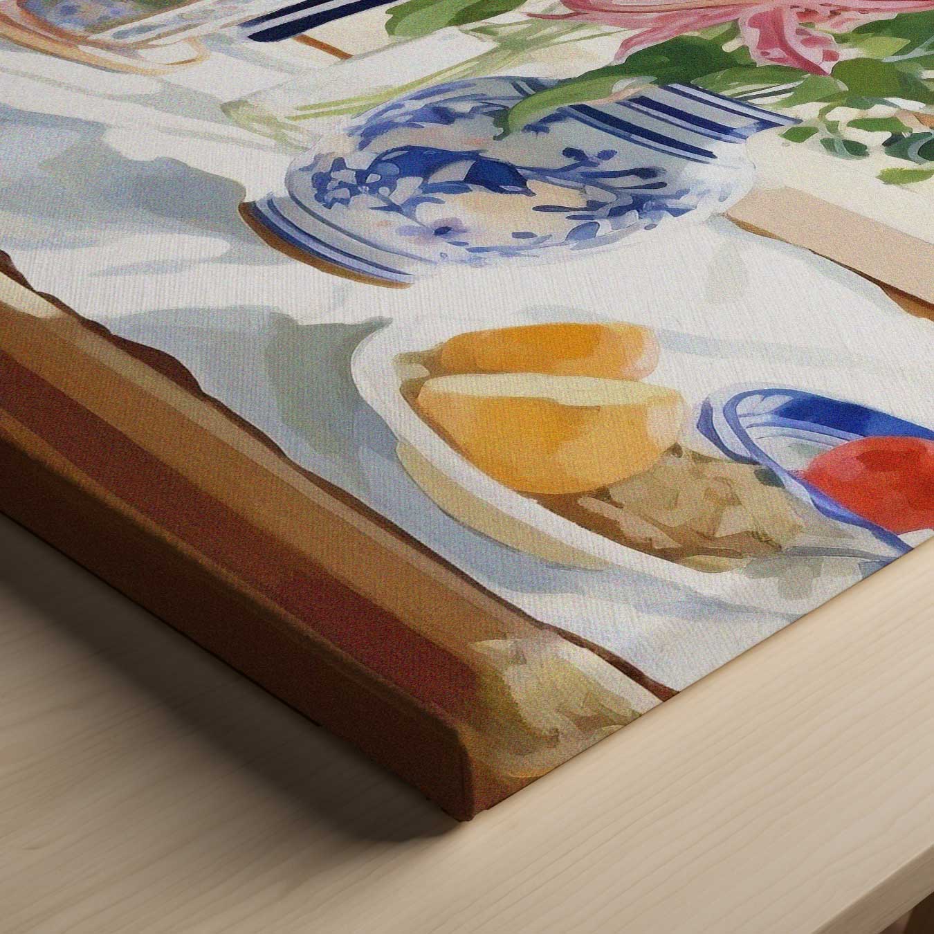Bloemenpracht in Blauw-Witte Vaas Kunstwerk-canvas-dibond-plexiglas-wanddecoratie-WallArtistic