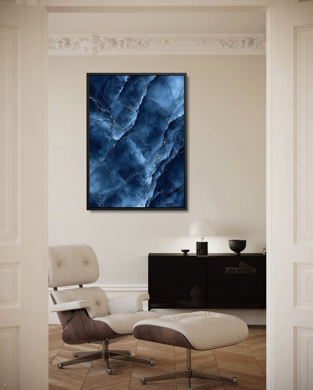 Blauwe marmerstructuur Kunstwerk