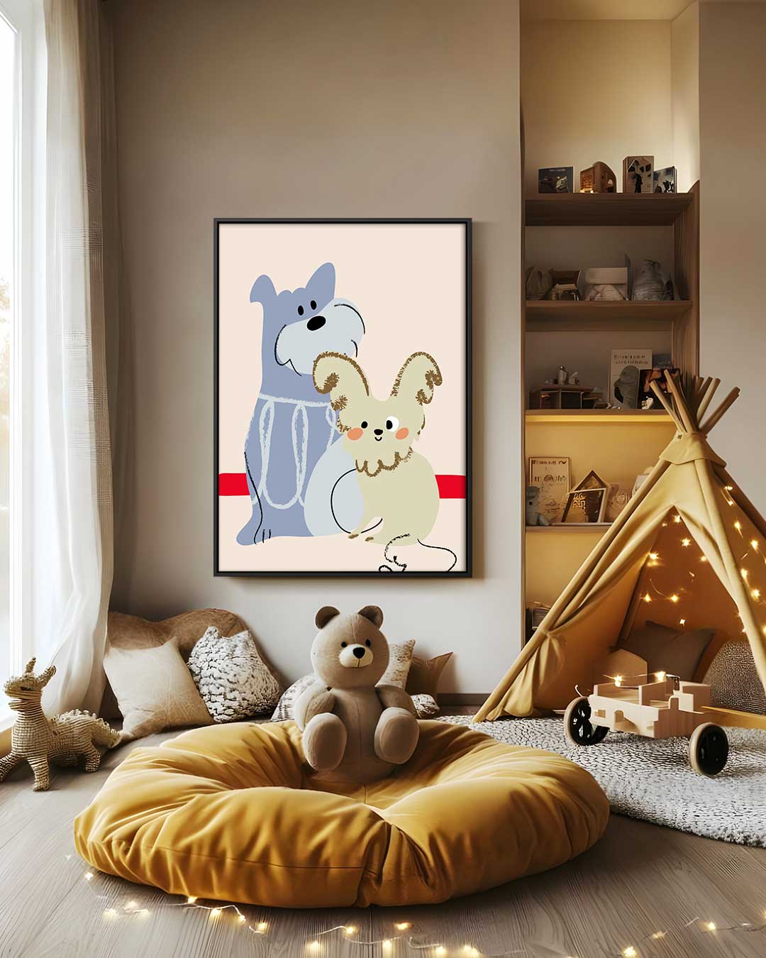 Dierenvrienden Illustratie Kunstwerk-canvas-dibond-plexiglas-wanddecoratie-WallArtistic