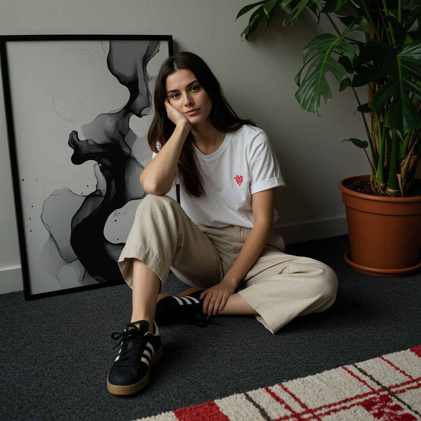 Abstracte Zwart-Wit Stroming Poster-WallArtistic