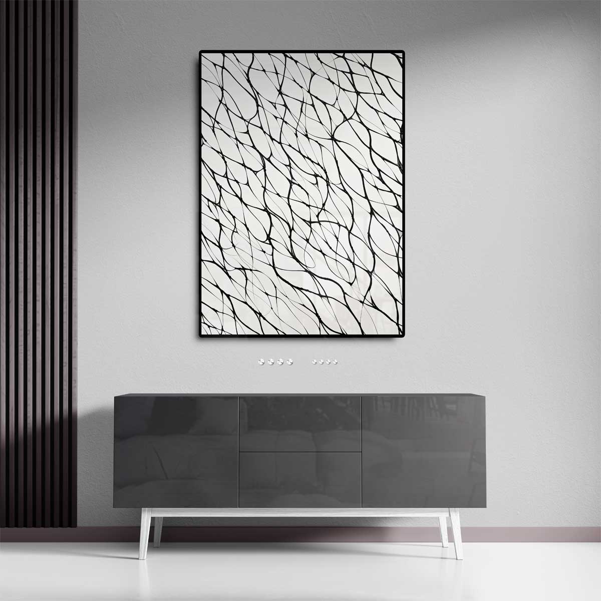 Web van Zwarte Lijnen Kunstwerk-canvas-dibond-plexiglas-wanddecoratie-WallArtistic