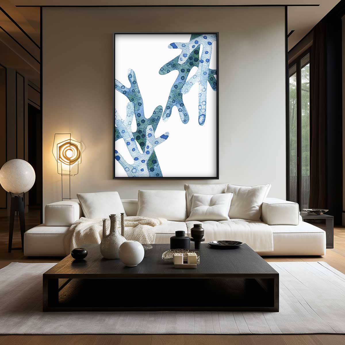Abstracte Blauwe Koraalstructuur Kunstwerk-canvas-dibond-plexiglas-wanddecoratie-WallArtistic