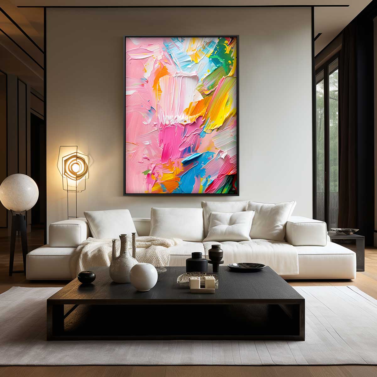 Kleurenexplosie Abstracte Schilderij Kunstwerk-canvas-dibond-plexiglas-wanddecoratie-WallArtistic