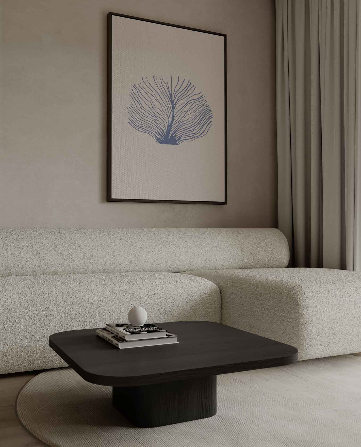 Abstracte Blauwe Zeeventilator Kunstwerk-canvas-dibond-plexiglas-wanddecoratie-WallArtistic