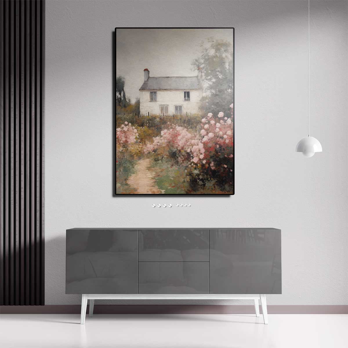 Romantisch Landhuis met Rozentuin Kunstwerk-canvas-dibond-plexiglas-wanddecoratie-WallArtistic